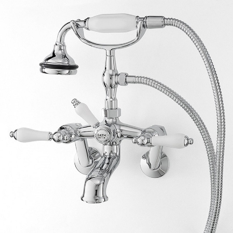 CheviotProducts Double Handle Wall Mounted Clawfoot Tub Faucet Trim